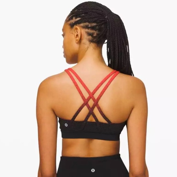 Lululemon Energy Bra Ombre Speckle Stop Jacquard EB Black Thermal Red (Size 6) - Picture 4 of 13